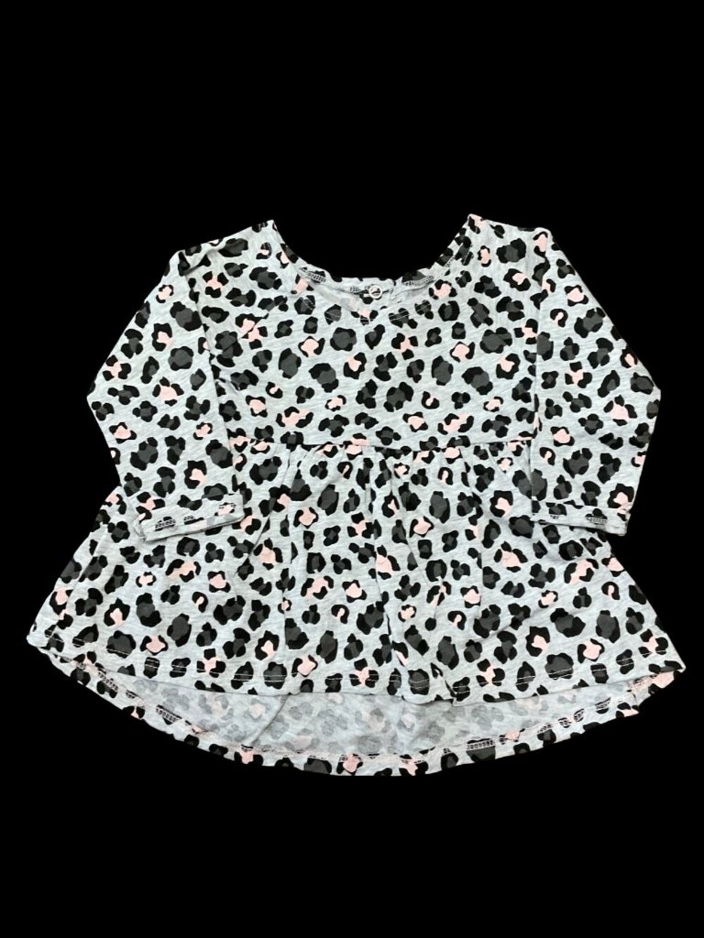 🌻10/$25 - Grey/Pink Leopard Print Long Sleeve Tunic Tee